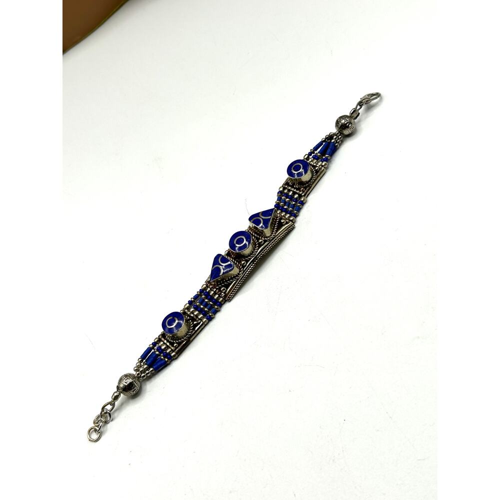 Blue Lapis Tibetan Silver Bracelet